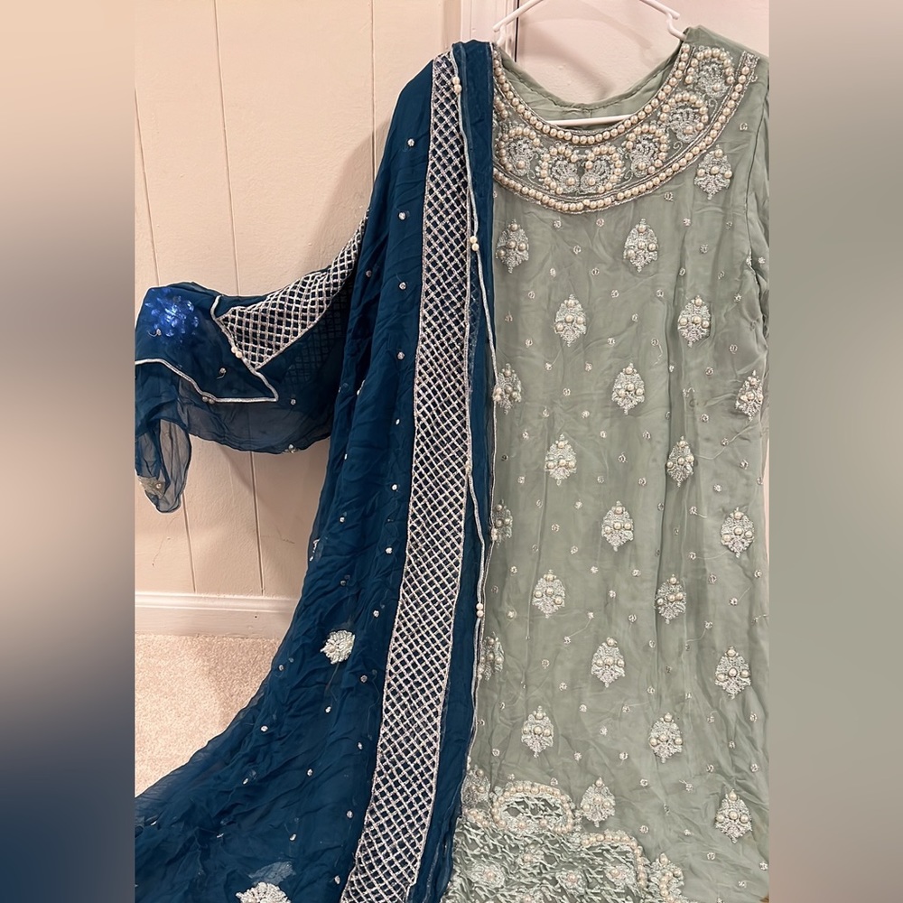 Pearl and embroidery work